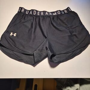 Under Armour Black Athletic Running Shorts with White Logo Band